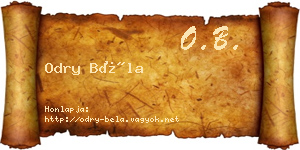 Odry Béla névjegykártya